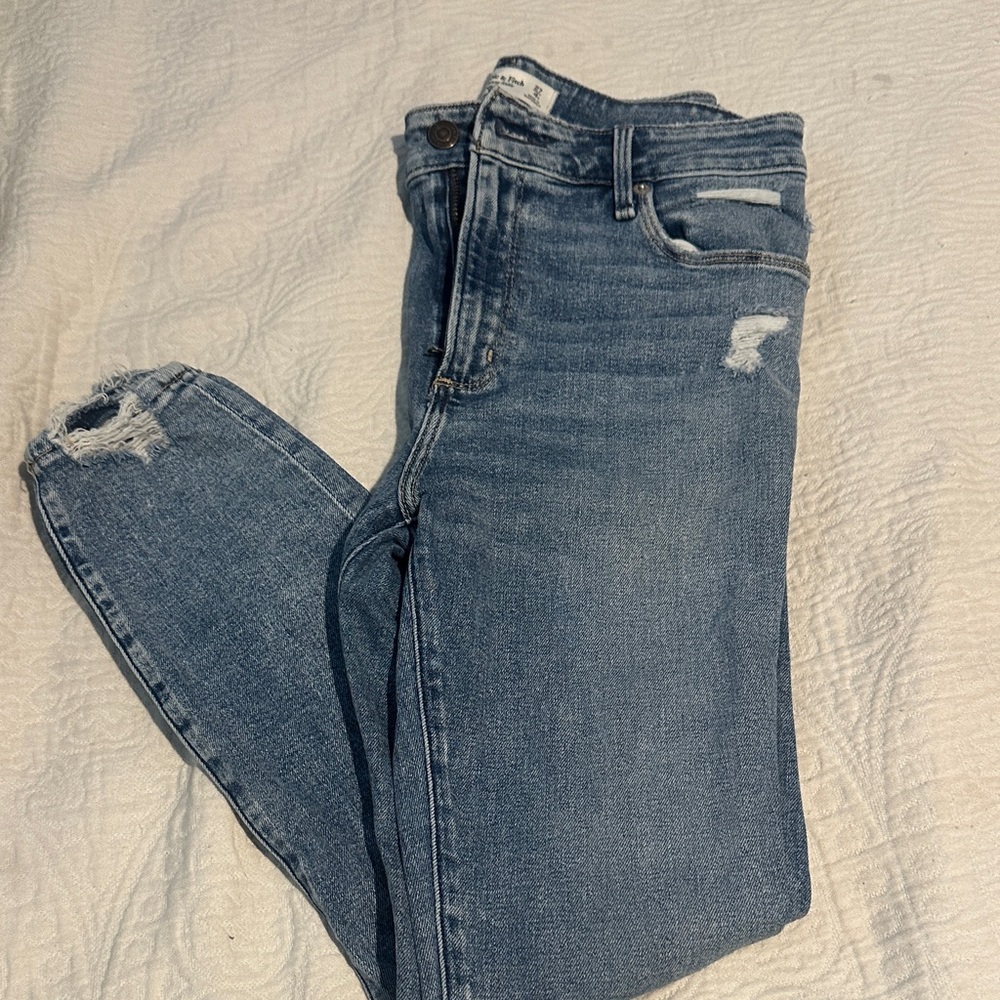 Abercrombie & Fitch Distressed Light Blue Skinny Jeans